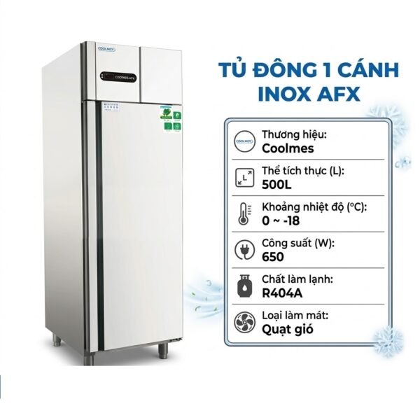 Tủ đông 1 cánh inox Coolmes AFX