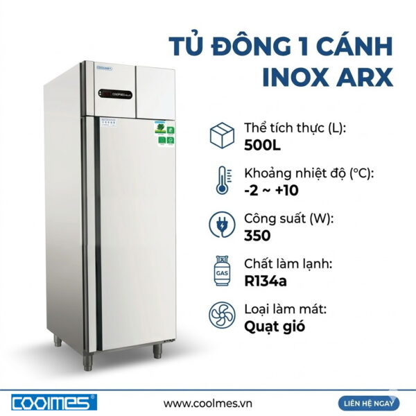 Tủ đông 2 cánh inox Coolmes ARX