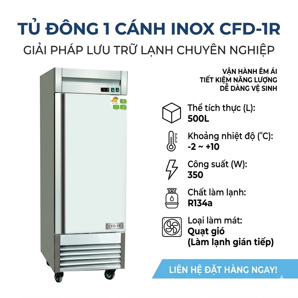 tu dong 1 canh CFD-1R Tủ đông 1 cánh inox Coolmes CFD-1R