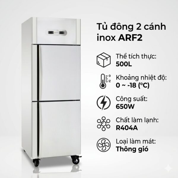Tủ đông 2 cánh inox Coolmes ARF2