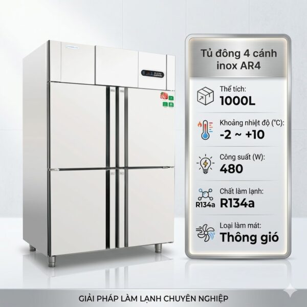 Tủ đông 4 cánh inox Coolmes AR4