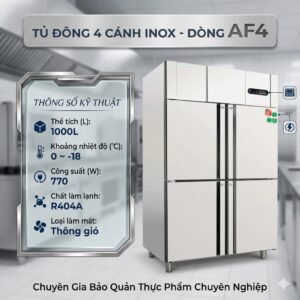 Tủ đông 4 cánh inox Coolmes AF4