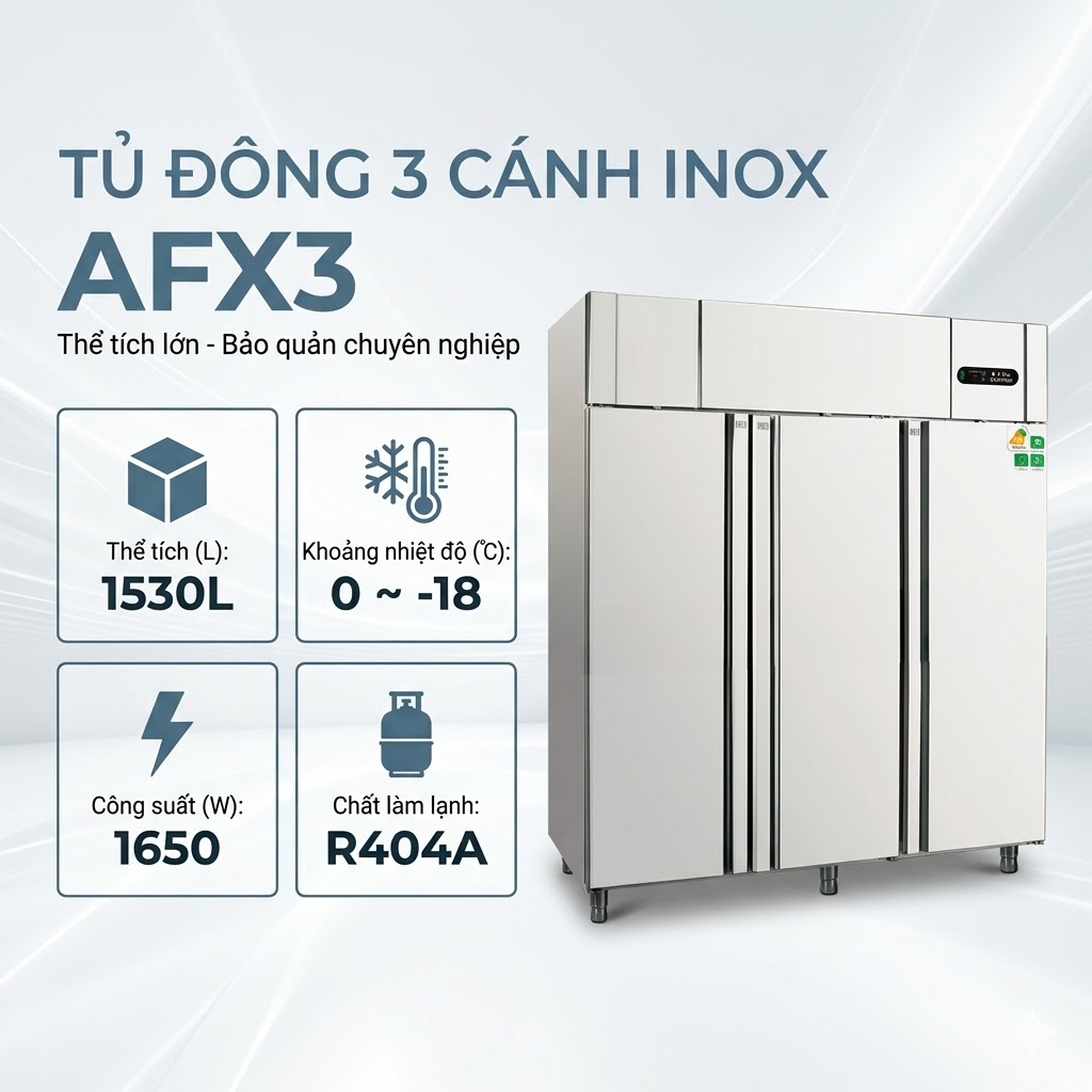tu dong coolmes 3 canh AFX3 Tủ đông 3 cánh inox Coolmes AFX3