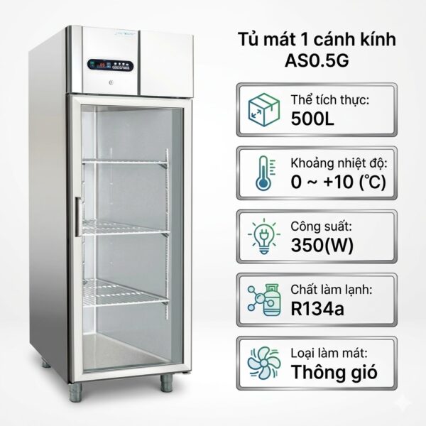Tủ mát 1 cánh kính Coolmes AS0.5G