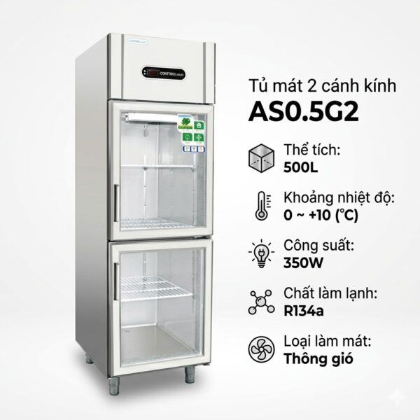 Tủ mát 2 cánh kính Coolmes AS0.5G2