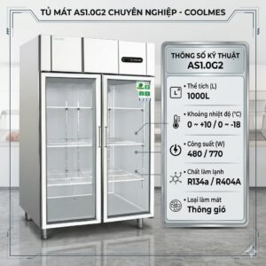 Tủ mát 2 cánh kính Coolmes AS1.0G2/AF1.0G2