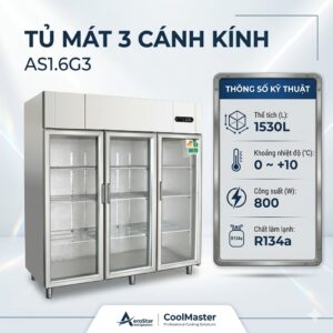 Tủ mát 3 cánh kính Coolmes AS1.6G3