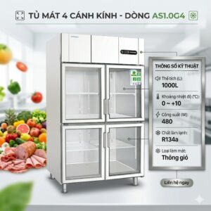 Tủ mát 4 cánh kính Coolmes AS1.0G4