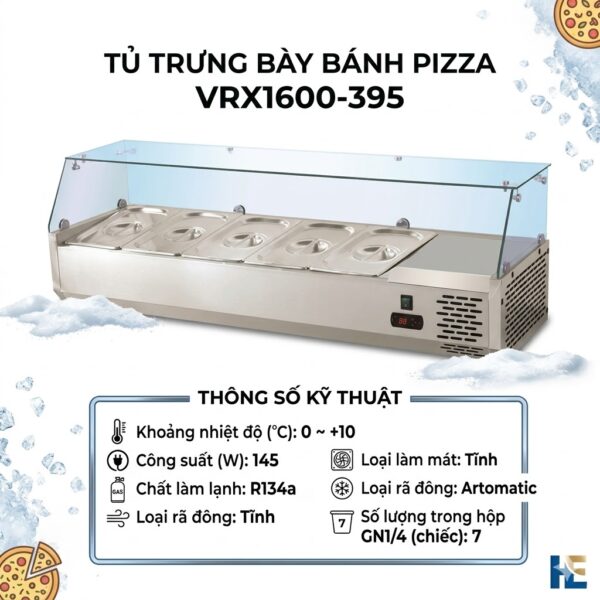 Tủ trưng bày bánh Pizza Coolmes VRX1600-395