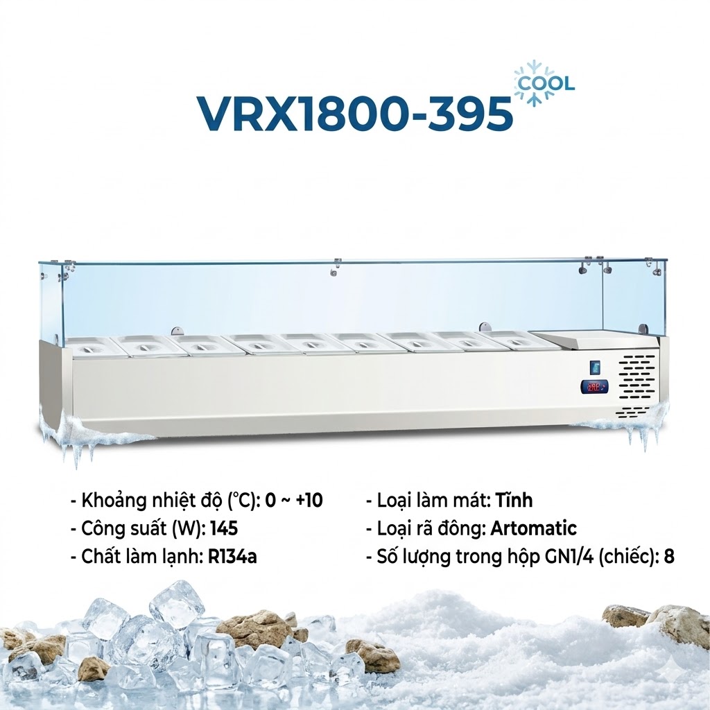 tu trung bay banh pizza VRX1800-395 Tủ trưng bày bánh Pizza Coolmes VRX1800-395