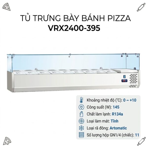 Tủ trưng bày bánh Pizza Coolmes VRX2400-395