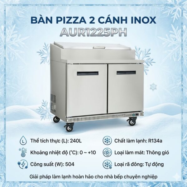 bàn pizza 2 cánh inox coolmes aur1225ph