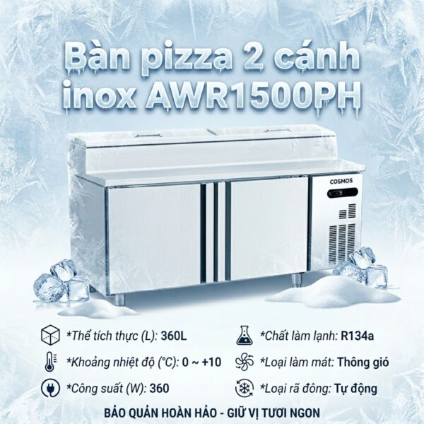 bàn pizza 2 cánh inox coolmes awr1500ph