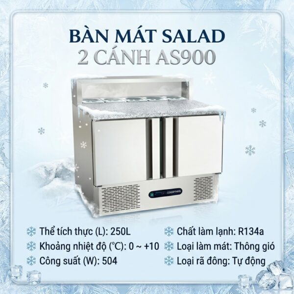 Bàn mát salad 2 cánh Coolmes AS900