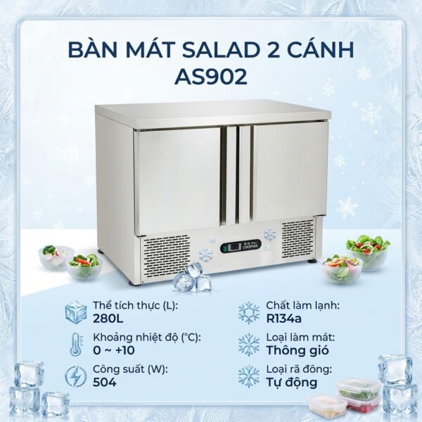 Bàn mát salad 2 cánh Coolmes AS902