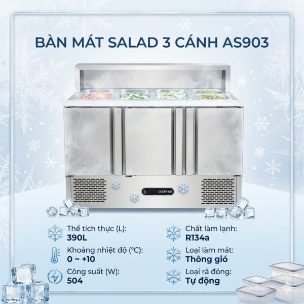 Bàn mát salad 3 cánh Coolmes AS903