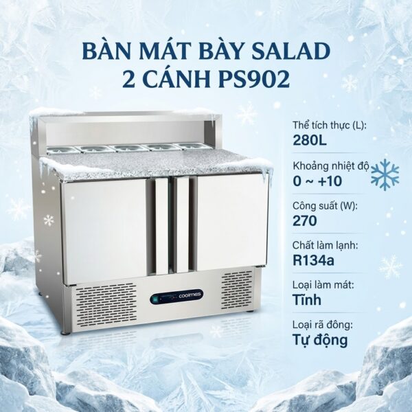 Bàn mát bày salad 2 cánh Coolmes PS902