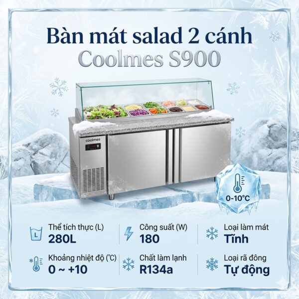 Bàn mát salad 2 cánh Coolmes  S900