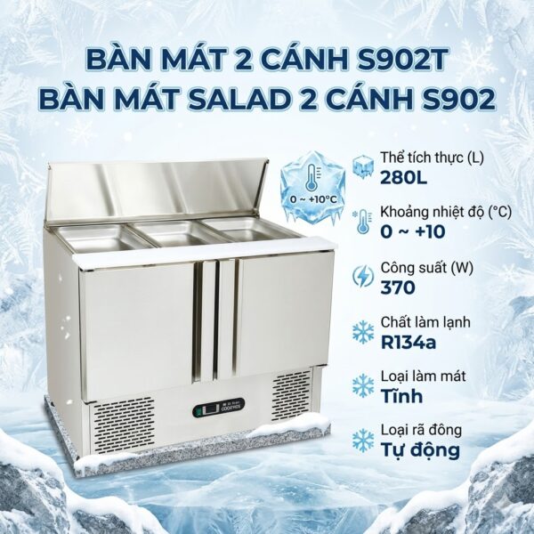 Bàn mát salad 2 cánh Coolmes S902