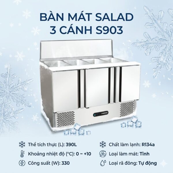 Bàn mát salad 3 cánh Coolmes S903