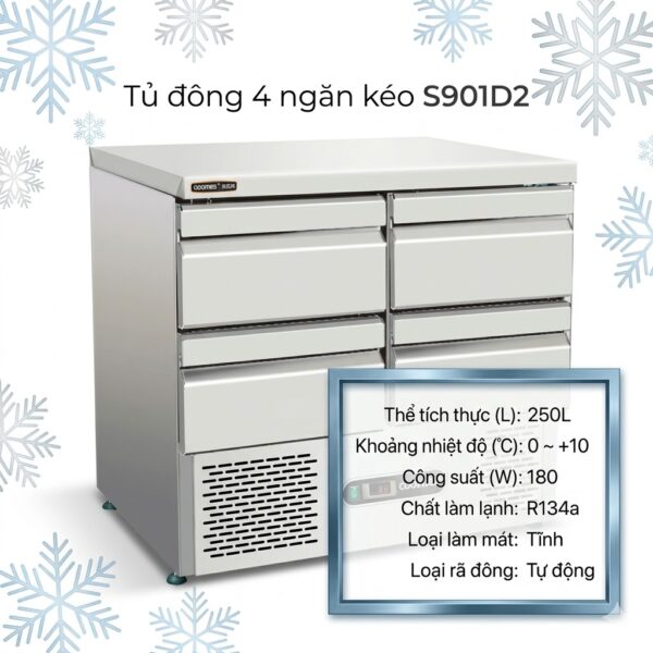 Tủ đông 4 ngăn kéo Coolmes S901D2