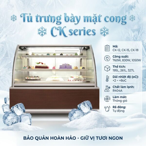 tủ trưng bày mặt cong coolmes ck series