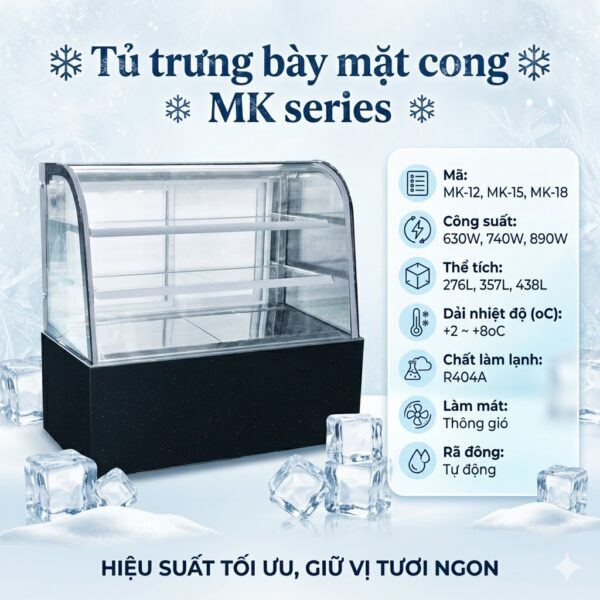 tủ trưng bày mặt cong coolmes mk series