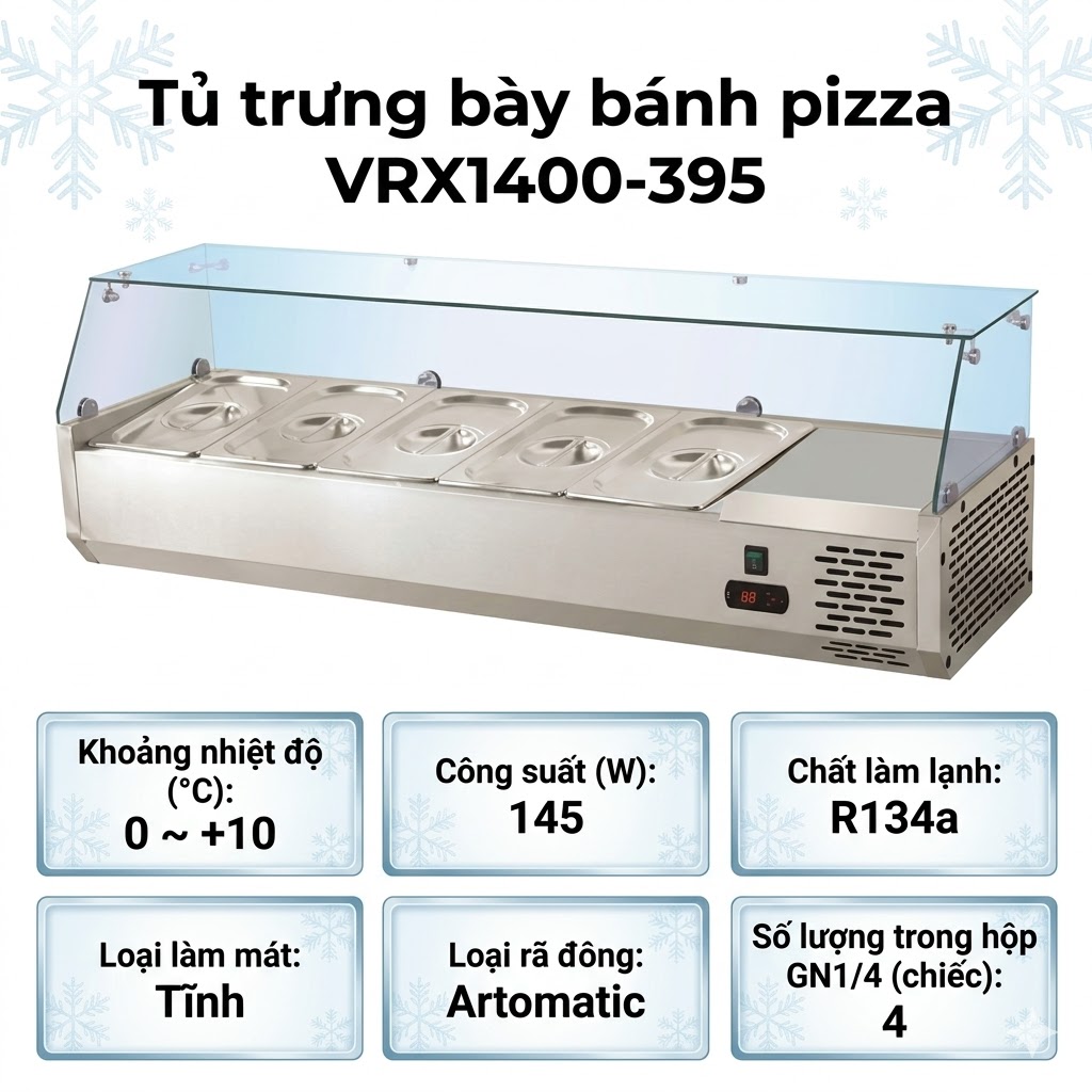 tu trung bay banh pizza VRX1200-395 Tủ trưng bày bánh Pizza Coolmes VRX1200-395