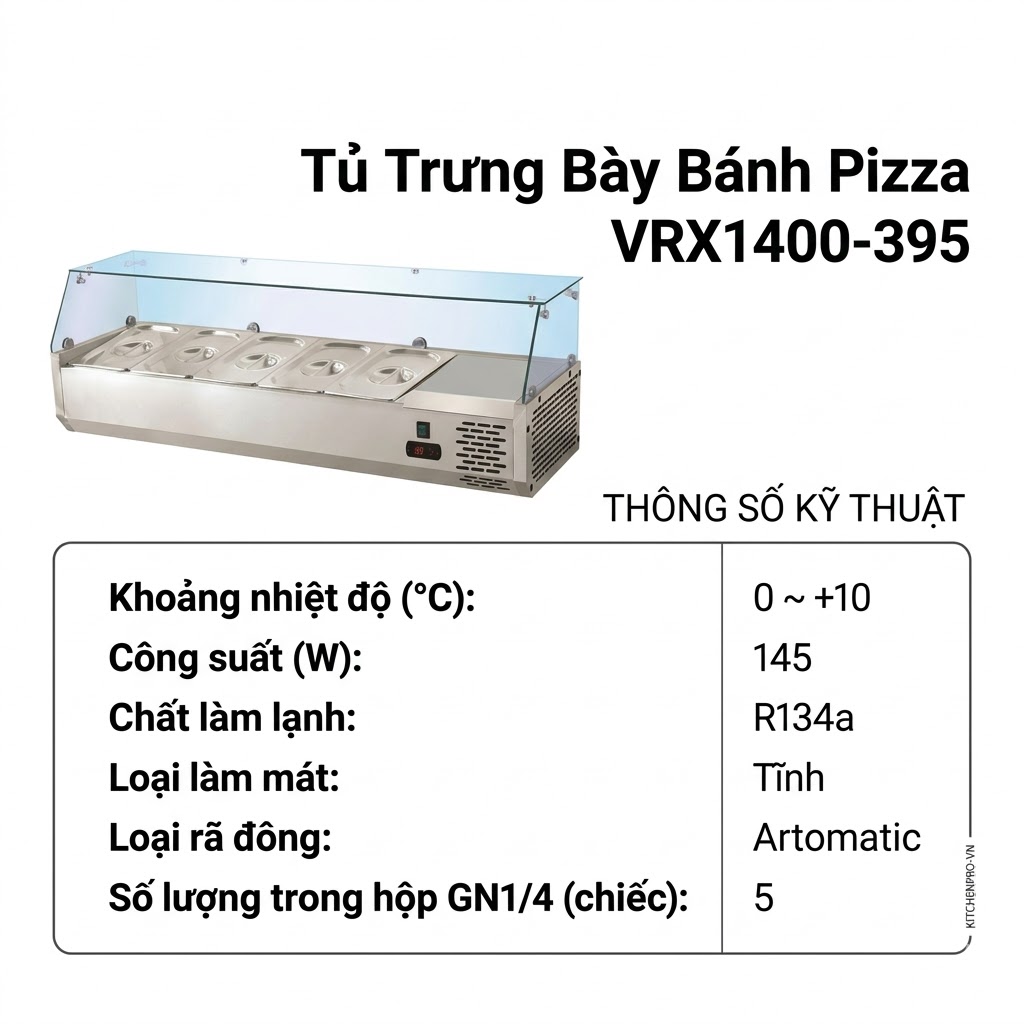 tu trung bay banh pizza VRX1400-395 Tủ trưng bày bánh Pizza Coolmes VRX1400-395